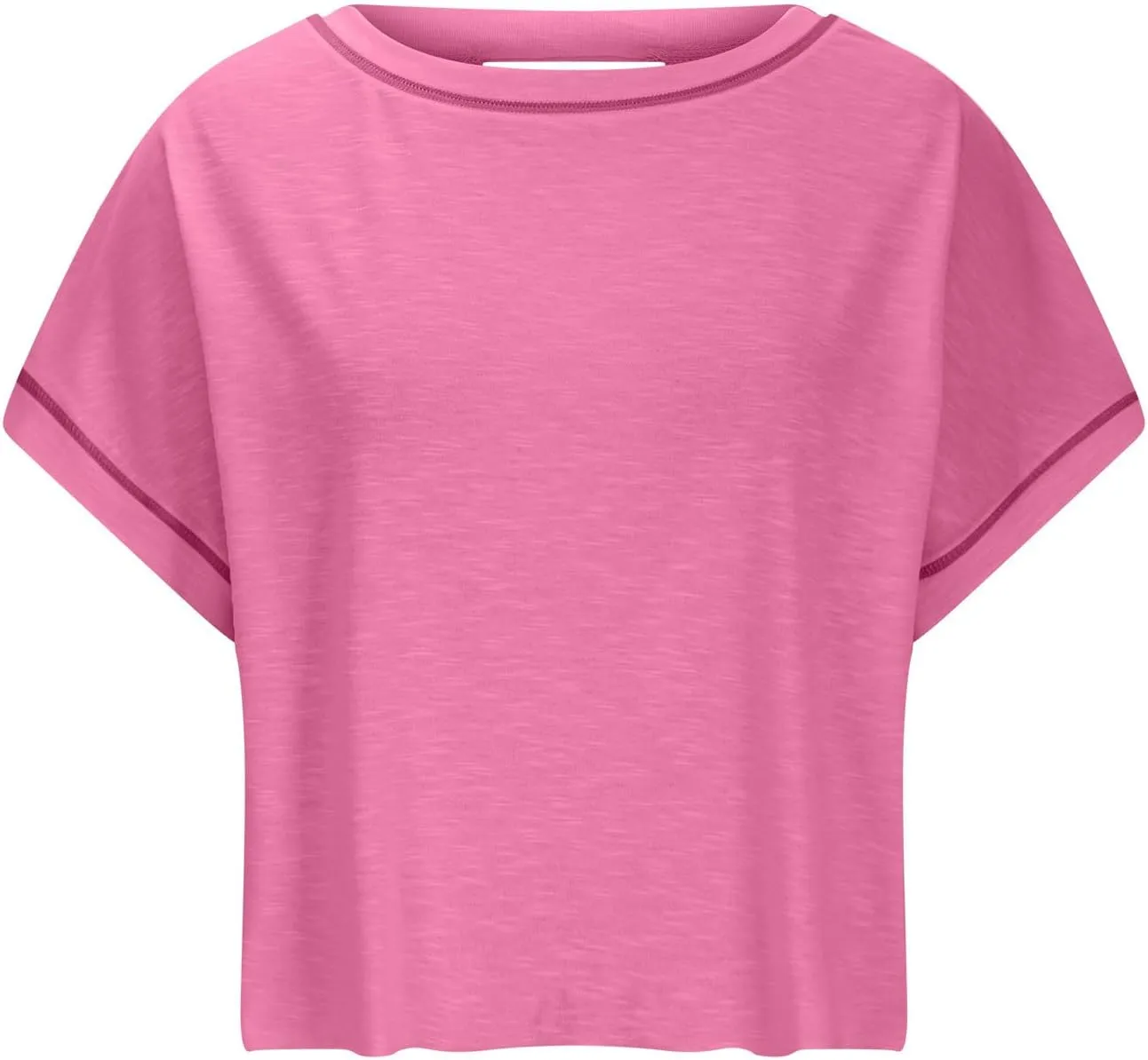 Summer Tops for Womens Open Back Workout Tops Backless Short Sleeve Athletic Shirt Running Crop Top Gym Yoga Tee