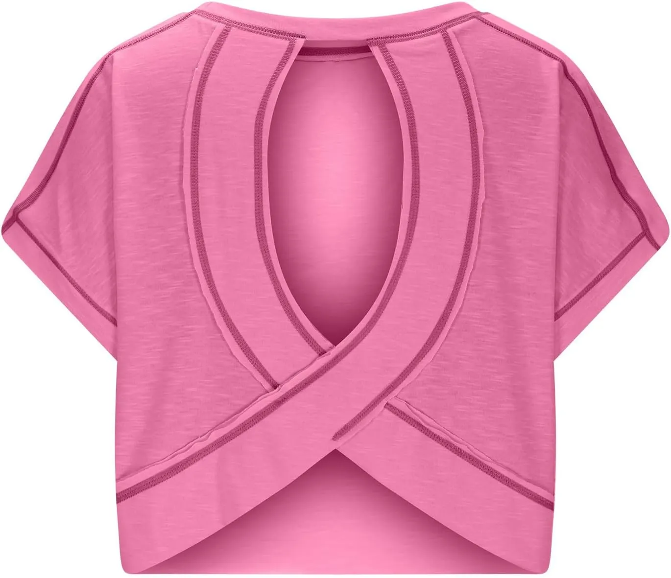 Summer Tops for Womens Open Back Workout Tops Backless Short Sleeve Athletic Shirt Running Crop Top Gym Yoga Tee