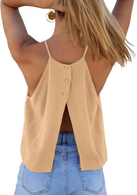 Tankaneo Womens Summer Halter Crop Tank Tops Y2k Going Out Sleeveless Tee Shirts Open Back Beach Camisole