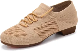 YKXLM Women Standard Practice Social Dance Sneaker Beginner Dance Practice Shoes for Women Low Heel Ballroom