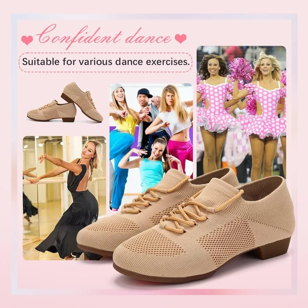 YKXLM Women Standard Practice Social Dance Sneaker Beginner Dance Practice Shoes for Women Low Heel Ballroom