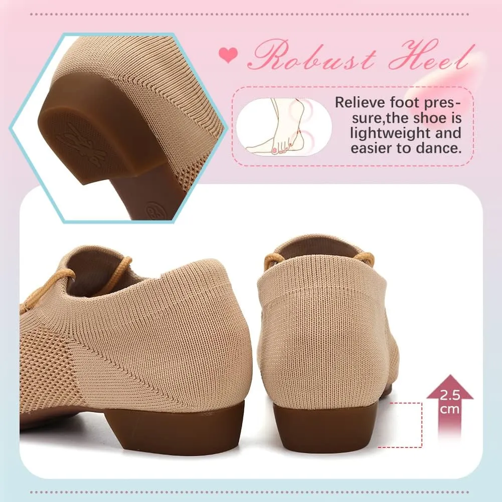 YKXLM Women Standard Practice Social Dance Sneaker Beginner Dance Practice Shoes for Women Low Heel Ballroom