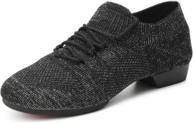 YKXLM Women Standard Practice Social Dance Sneaker Beginner Dance Practice Shoes for Women Low Heel Ballroom